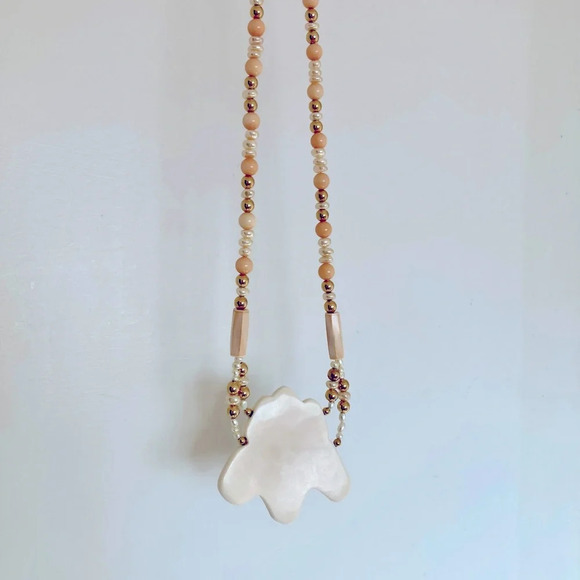 Vintage Karla Jordan Flower Pendant Statement Necklace - Picture 8 of 12